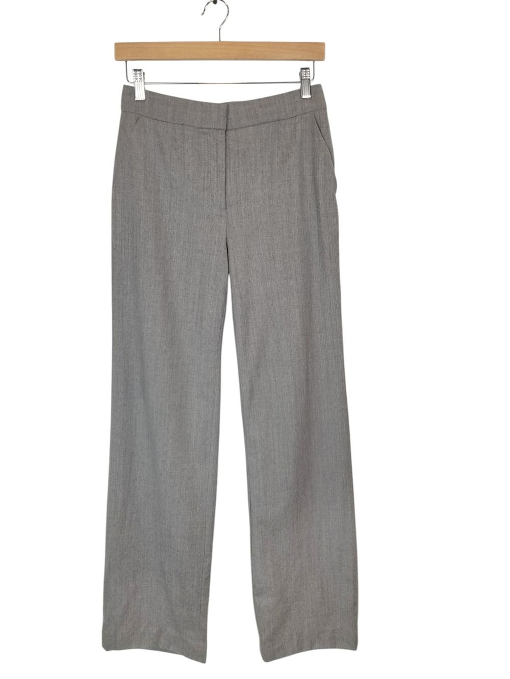 J. Crew Collection Womens Wool Gray Flat Front Career Office Dress Pants 2 Tall